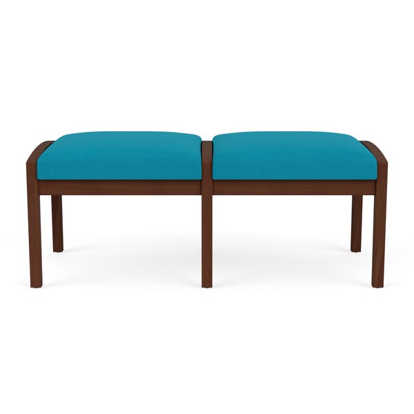 Lesro Lenox Wood 2 Seat Bench Wood Frame, Walnut, OH Waterfall Upholstery LW2001 - main